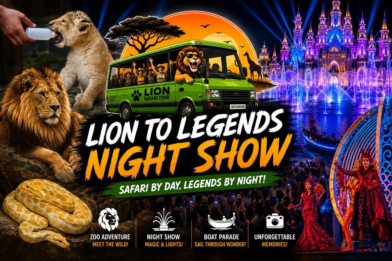Lion to Legends Night Show — safari turundan kare 1